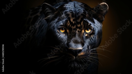 Black panther on a black background