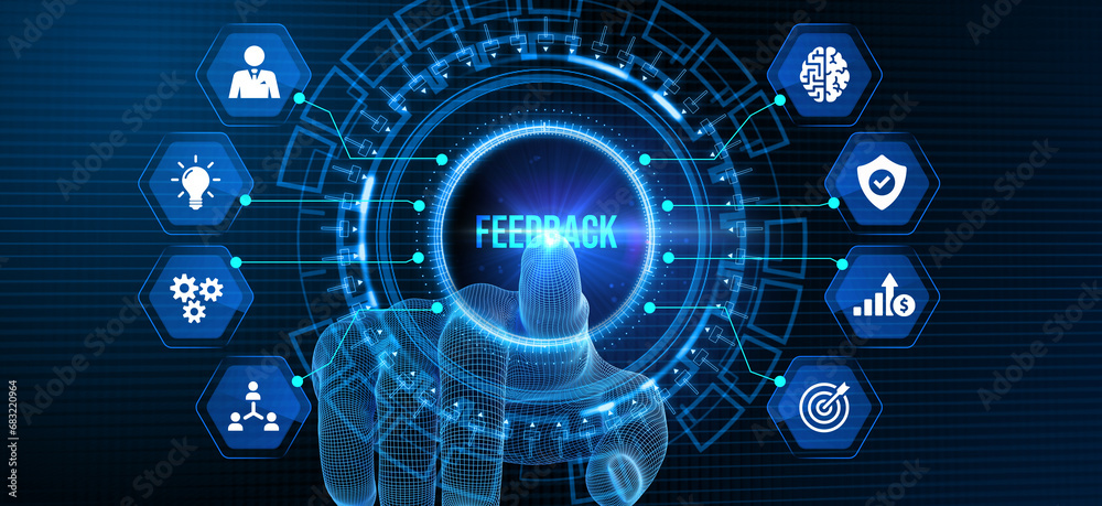 Feedback concept, user comment rating of company online, writing review diagram, reputation management. 3d illustration Feedback concept, user comment rating of company online, writing review diagram, reputation management. 3d illustration