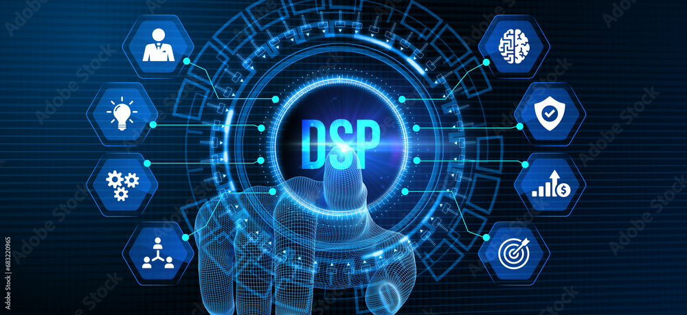 DSP - Demand Side Platform usiness, Technology, Internet and network concept. 3d illustration