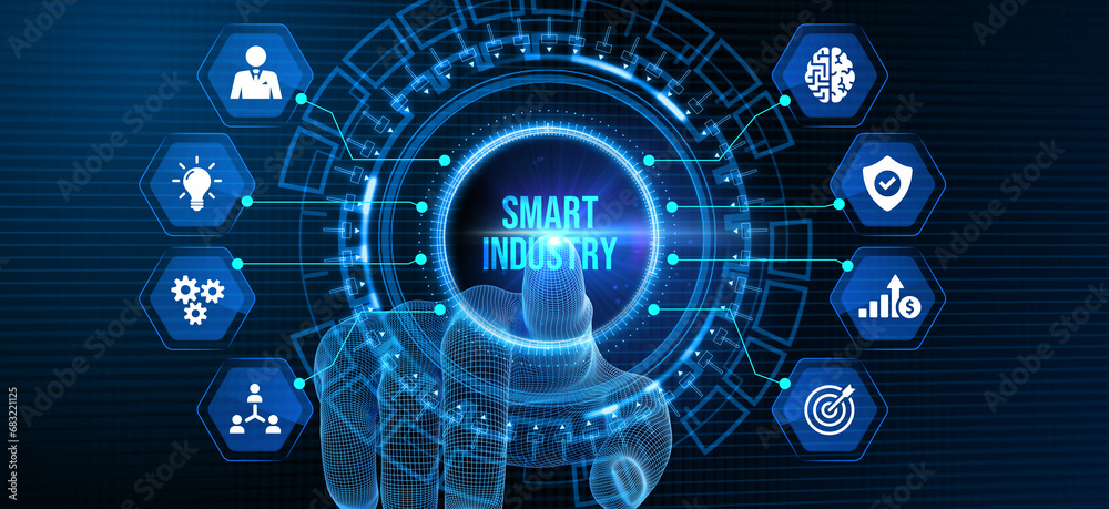 Smart industry 4.0 manufacturing technology concept. 3d illustration Smart industry 4.0 manufacturing technology concept. 3d illustration