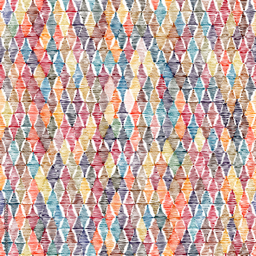 Seamless abstract ikat pattern. Grunge texture. Bohemian print for textiles. Vector illustration.