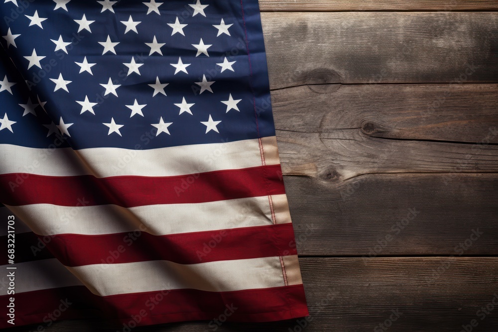Fototapeta premium American flag on a wooden background