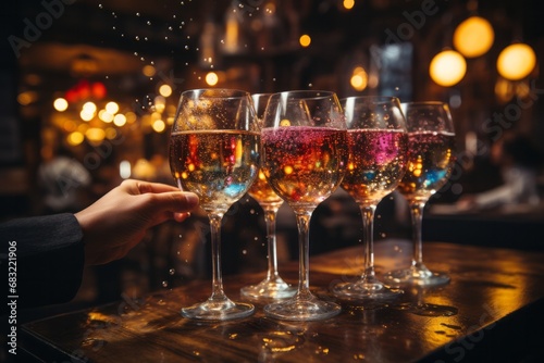 Celebration concept, glasses with drink