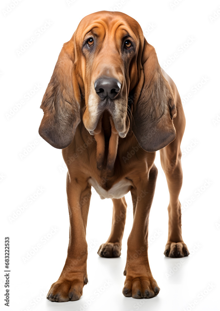 Bloodhound Dog Isolated on White Background - Generative AI