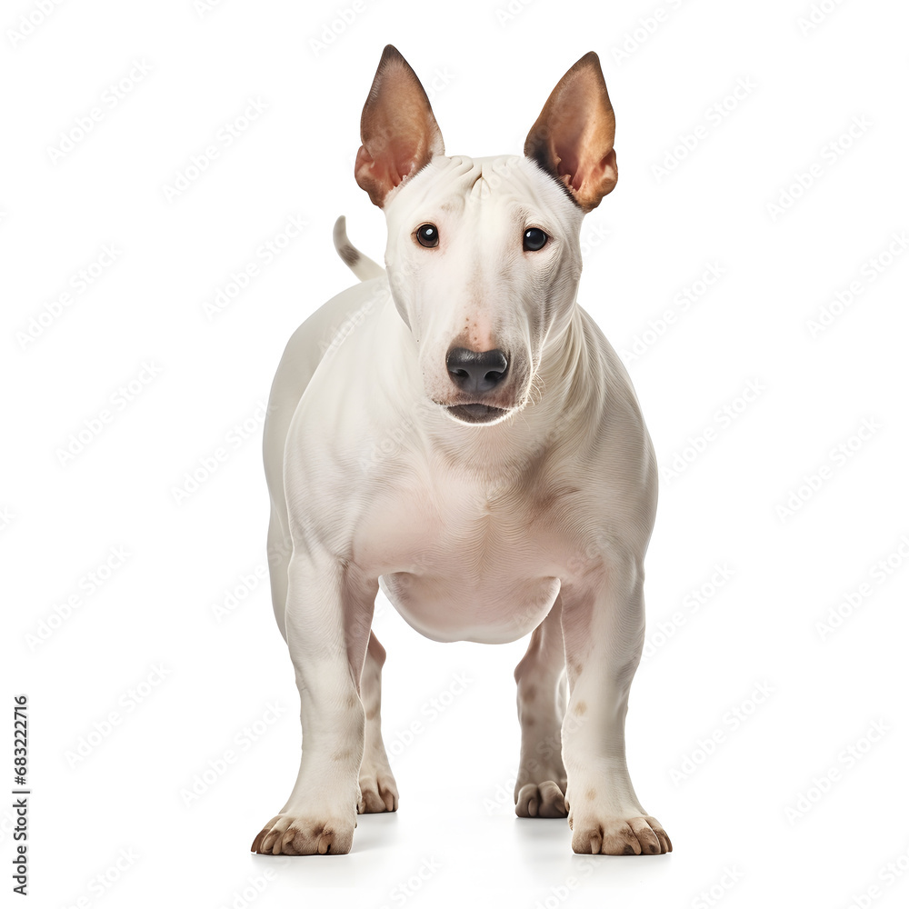 Bull Terrier Dog Isolated on White Background - Generative AI
