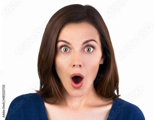 Beautiful woman with shocked facial expression