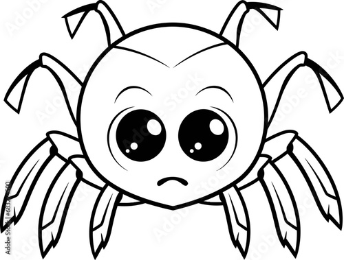 a cute, spider animal vector, coloring page