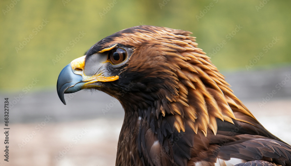 Fototapeta premium Golden eagle, head close-up. Portrait of a bird of prey. Close up
