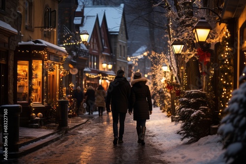 Cozy Christmas Eve: Capturing the Warmth of the Evening Street