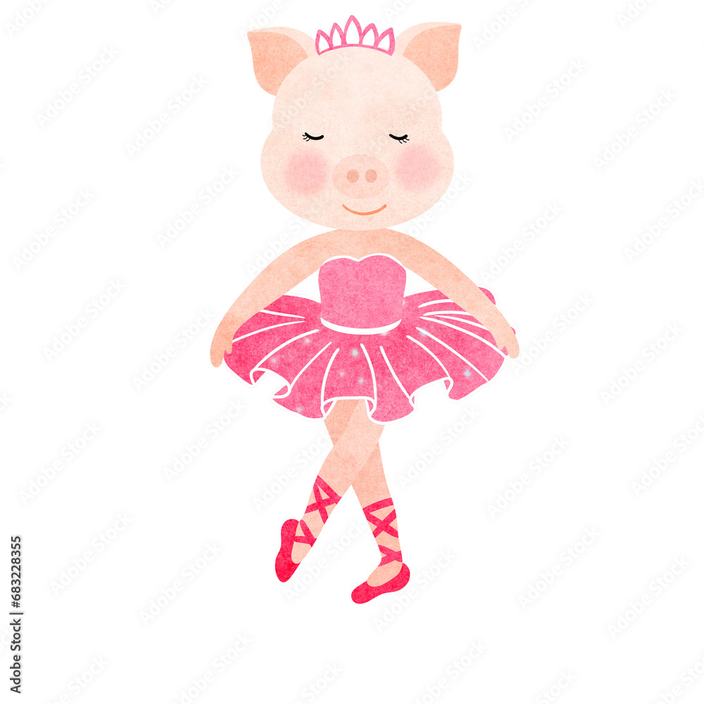 Cute piglet wearing a pink dress, ballet dance Cute piglet wearing a pink dress, ballet dance