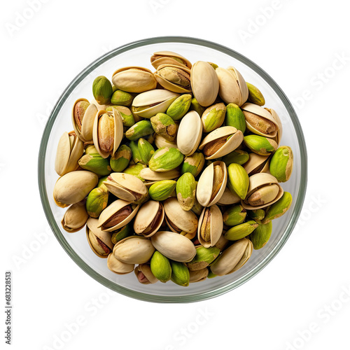 Wallpaper Mural Top View of Bowl of Pistachio Shells Isolated on Transparent or White Background, PNG Torontodigital.ca