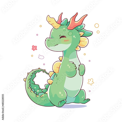 Cute cartoon dragon. Vector illustration isolated on a white background.