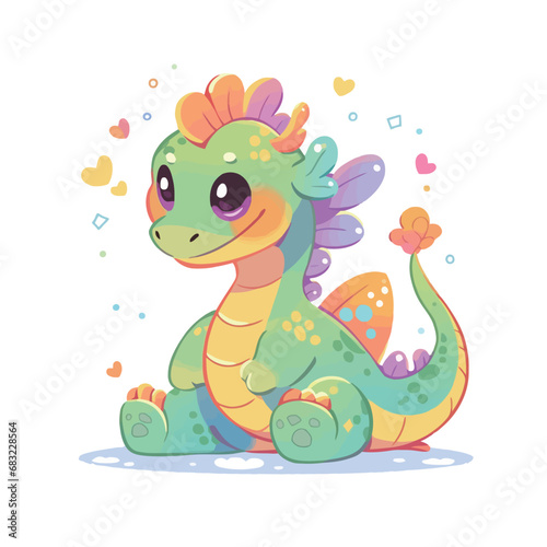 Cute cartoon dinosaur. Vector illustration isolated on the white background.