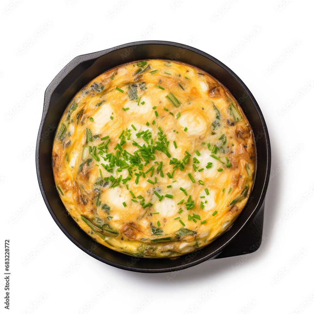 frittata isolated on white background, AI Generative. frittata isolated on white background, AI Generative.