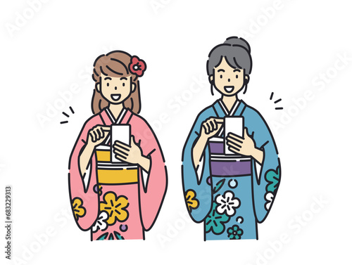 スマホ　女性　着物　人物
