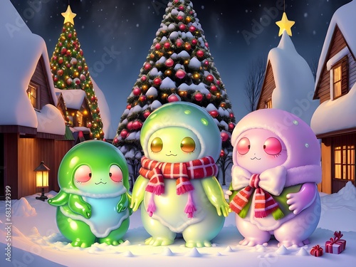 Cute Slime Creatures Christmas