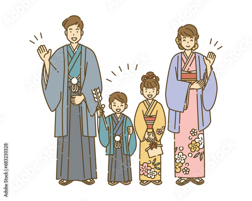 初詣　着物　人物　挨拶