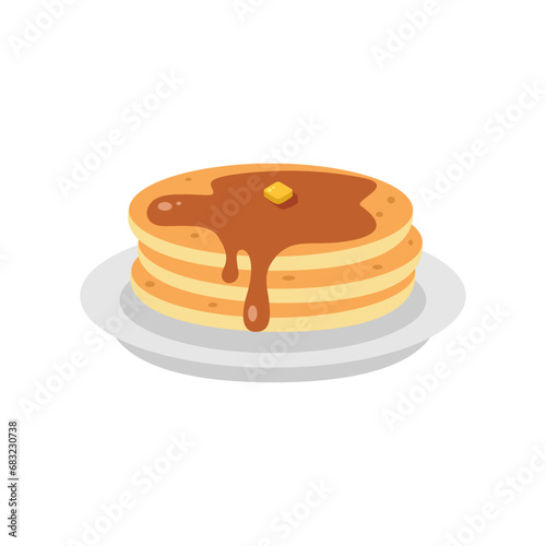 Flat Illustration of Pancake Vector. Foods and Drinks Daily Illustration.