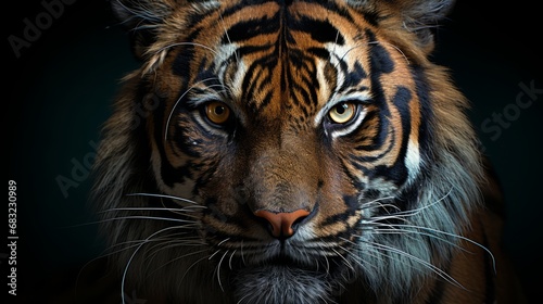 Majestic Close-up  Tiger Portrait on a Black Canvas