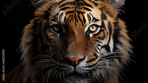 Majestic Close-up: Tiger Portrait on a Black Canvas © Mike