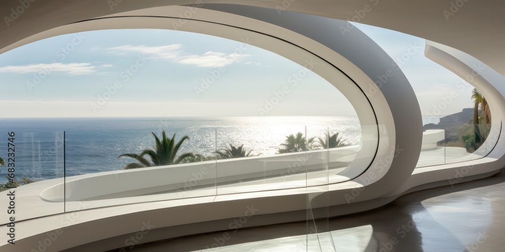 Obraz premium Incorporate a sleek and minimalist design, with clean lines, neutral tones, and possibly a blend of natural materials like concrete, glass, and steel.