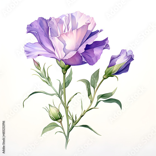 Lisianthus, Flowers, Watercolor illustrations