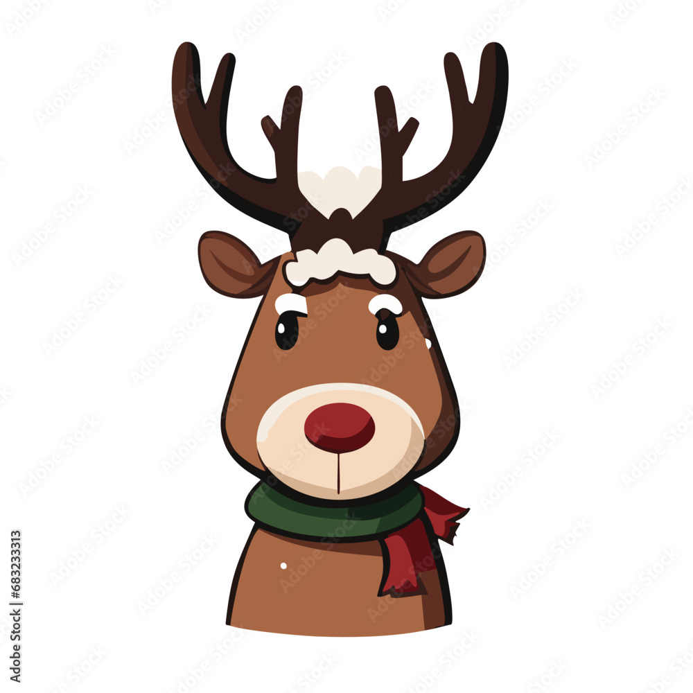 Fototapeta premium Reindeer or Rudolph Illustration for Christmas or Forest themes.