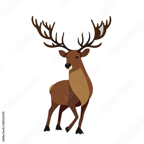 Reindeer or Rudolph Illustration for Christmas or Forest themes.