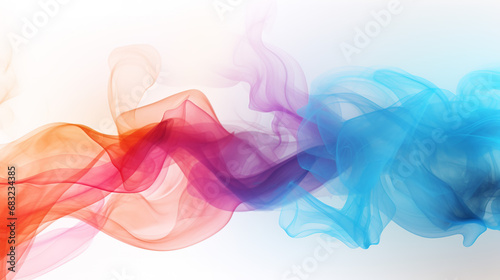 Colorful smoke floats, isolated on white background, abstract wallpaper, colorful smoke floats in the air, attractive various colors combination 