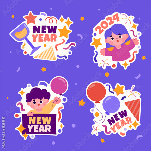 Wallpaper Mural Cute New Year Festivity Sticker Set Torontodigital.ca