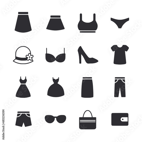 set of icons fashion clothing