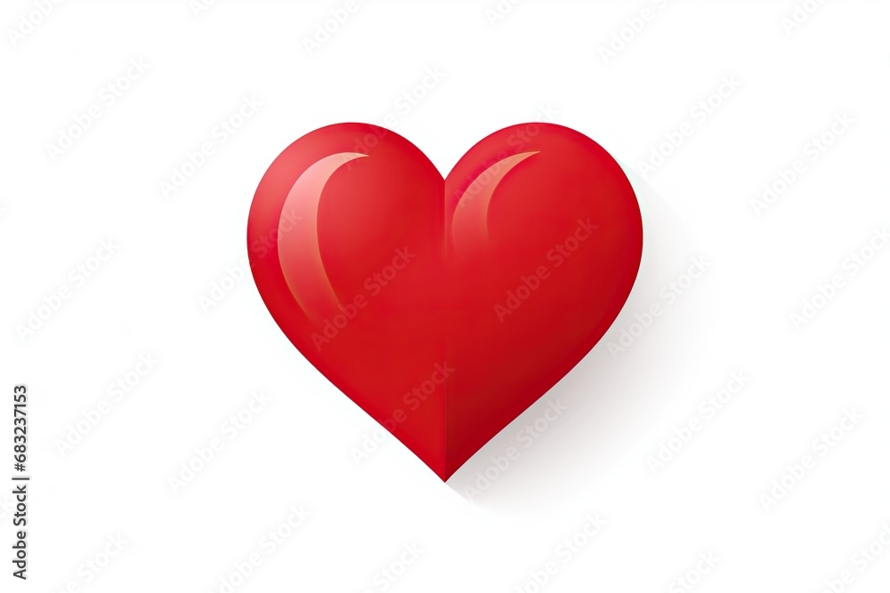 Big Red Heart on white background. illustration of Valentine day love holiday with big beautiful heart shape