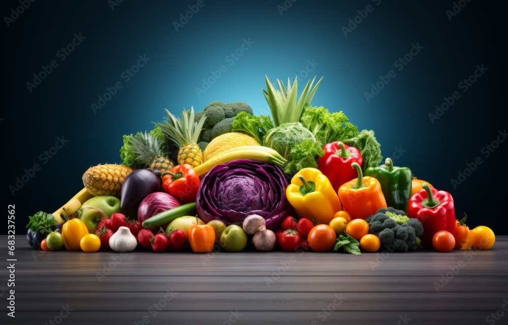 Vibrant Harvest: Rainbow of Fruits and Vegetables Image