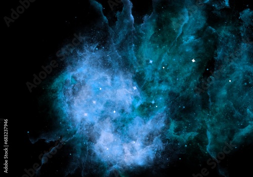 Blue Space Galaxy and Nebula Background Wallpaper