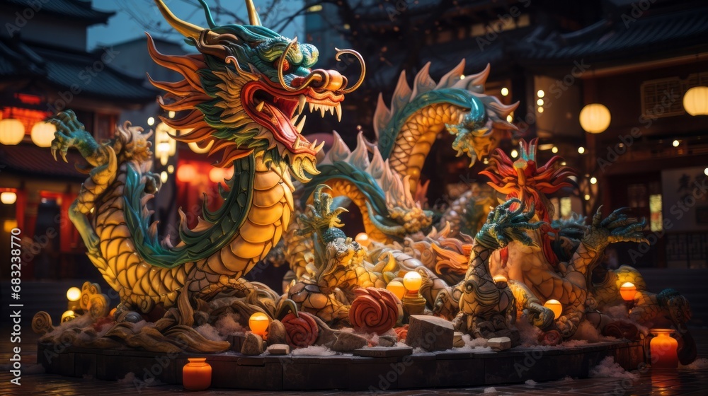 Enchanting Dragon Lanterns Illuminate Night Festivities