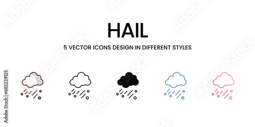 Hail Icon Design in Five style with Editable Stroke. Line, Solid, Flat Line, Duo Tone Color, and Color Gradient Line. Suitable for Web Page, Mobile App, UI, UX and GUI design.
