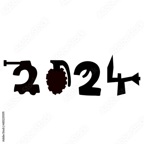Wallpaper Mural New Year's numbers 2024 designed in the style of weapons of war. Torontodigital.ca