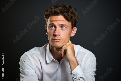 Contemplative Young Man in Isolation: Thoughtful Pose