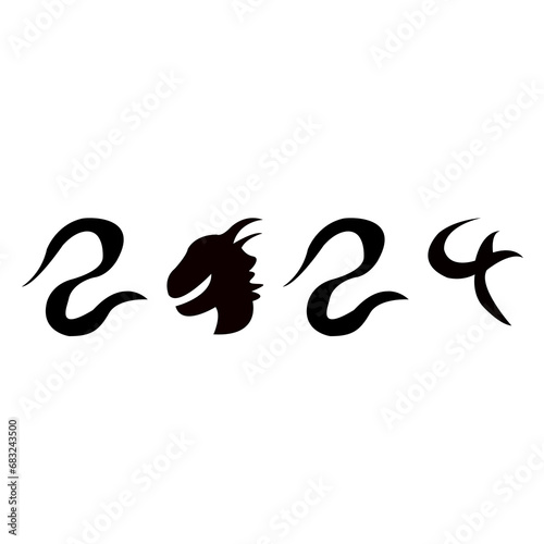 Wallpaper Mural New Year's numbers 2024 designed with a dragon. which is the symbol of the year Torontodigital.ca