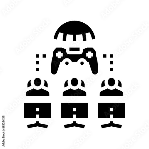 multiplayer games game development glyph icon vector. multiplayer games game development sign. isolated symbol illustration