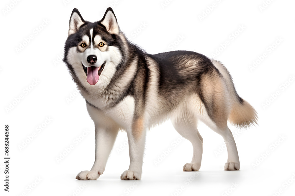 Alaskan Malamute Dog Isolated on White Background - Generative AI
