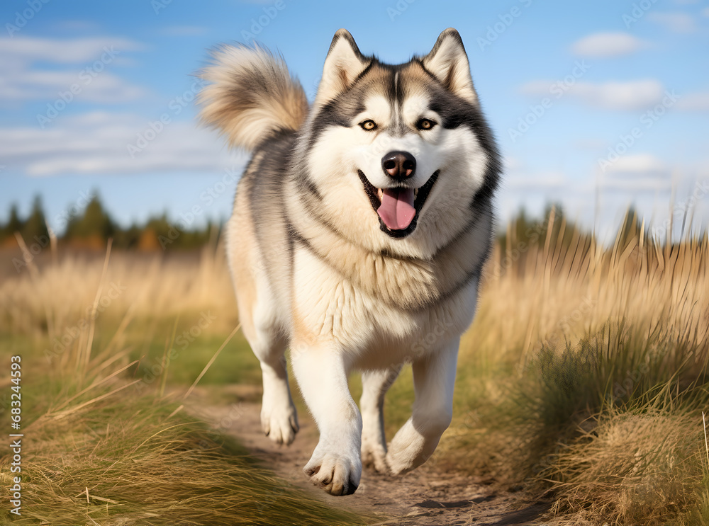 Alaskan Malamute Dog Outdoors - Generative AI