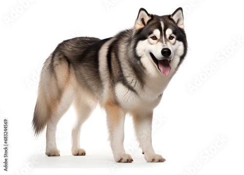 Alaskan Malamute Dog Isolated on White Background - Generative AI