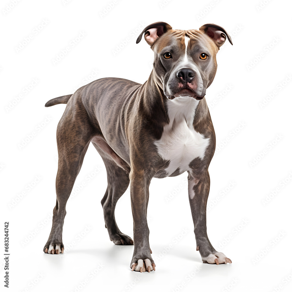 American Staffordshire Terrier Dog Isolated on White Background - Generative AI