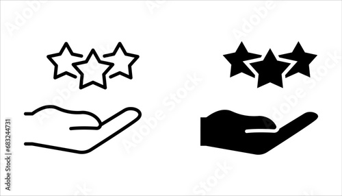 Loyalty program line icon set. Bonus points. Discount star symbol. Quality design element on white background