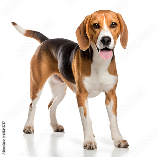 American Foxhound Dog Isolated on White Background - Generative AI