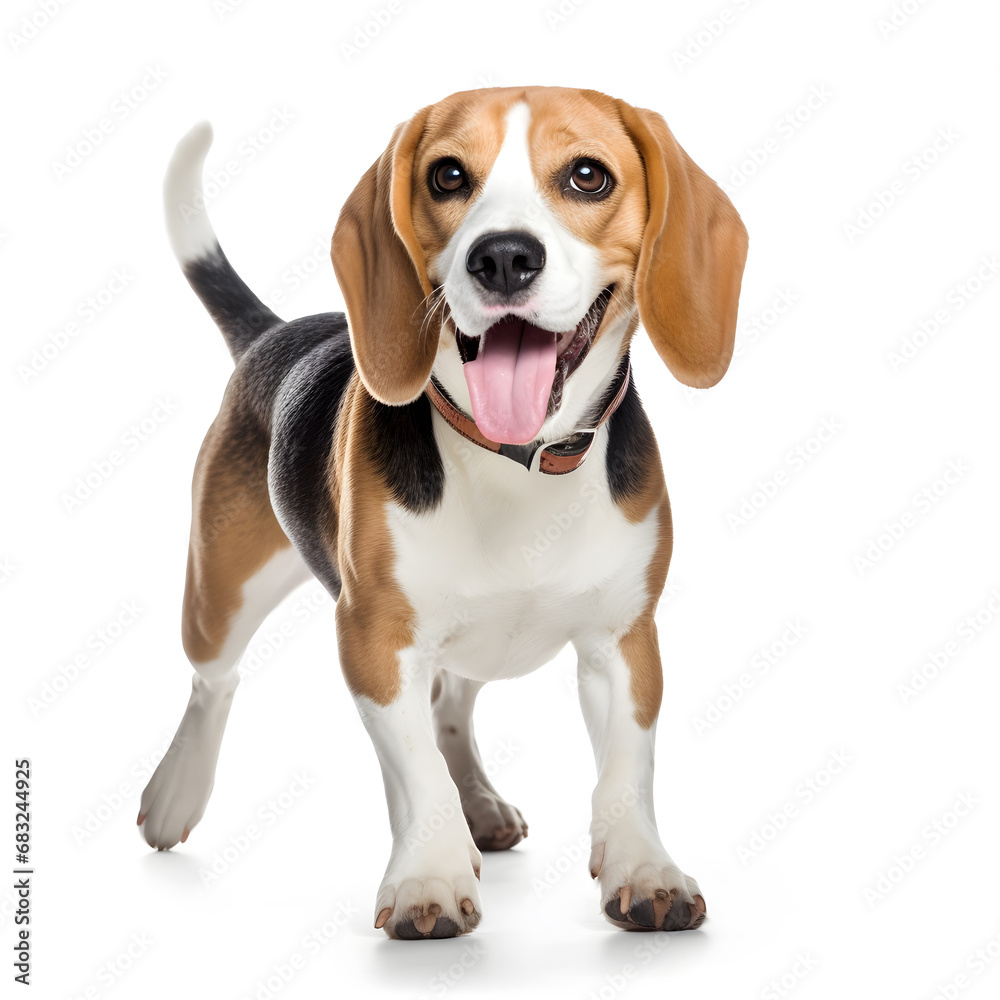 Beagle Dog Isolated on White Background - Generative AI