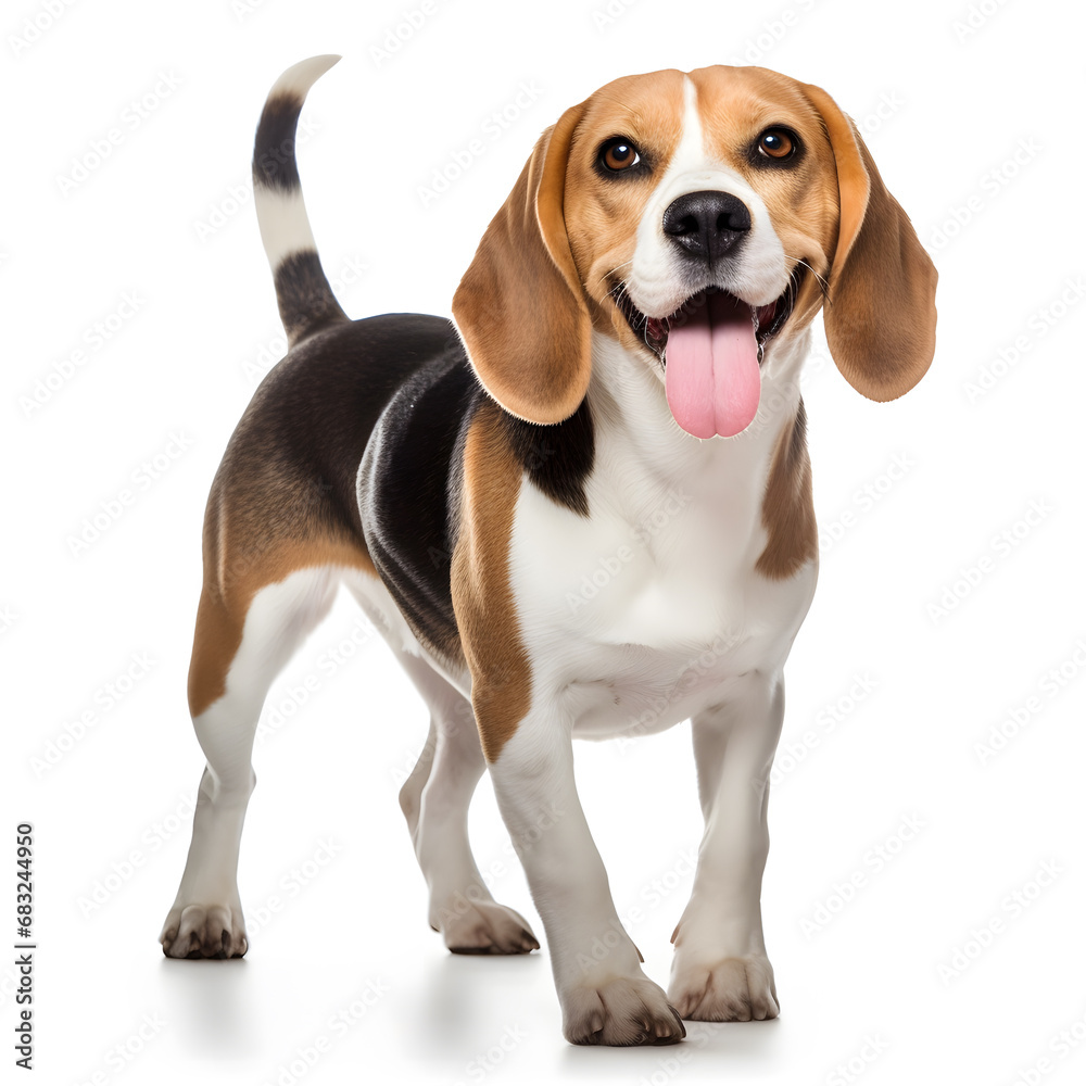 Beagle Dog Isolated on White Background - Generative AI