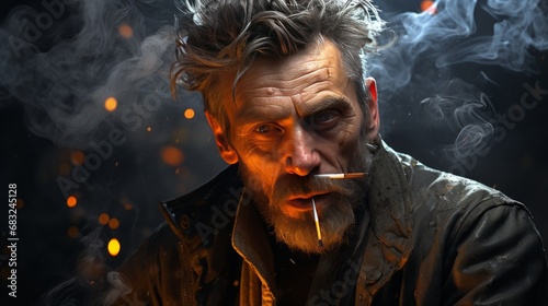 Surreal Emanation: Captivating Smoke Portrait of a Man