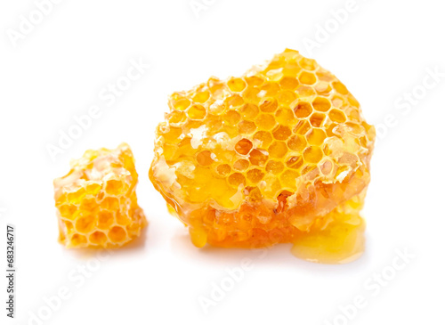 Honeycomb on white backgrounds.